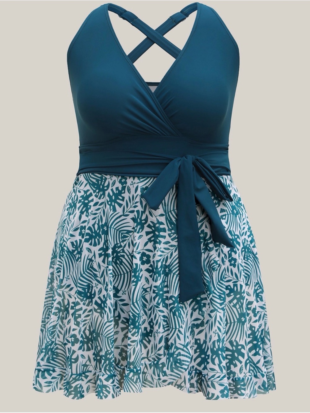 BloomChic Teal & White Floral One-Piece Swimsuit